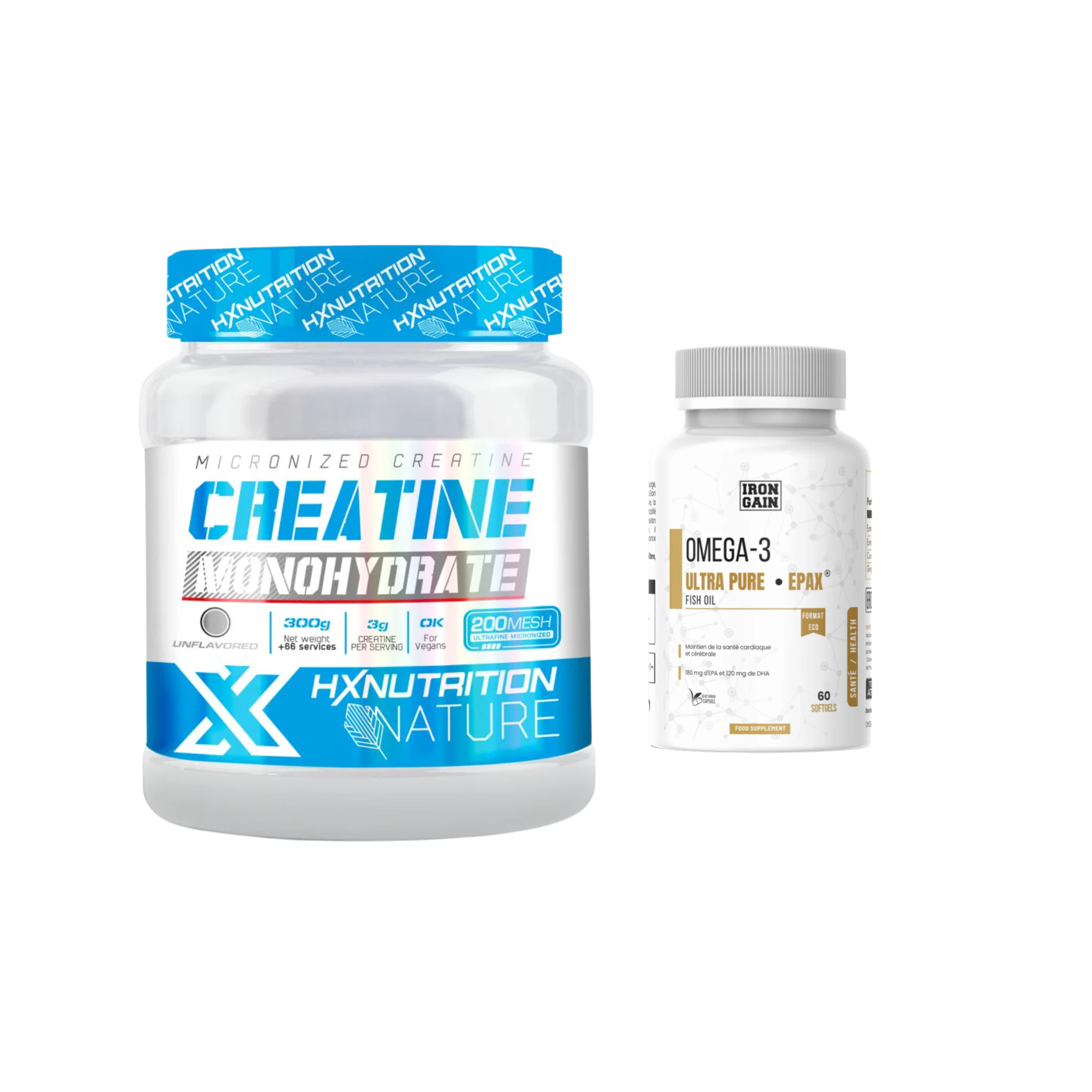 Pack Joueur — Créatine HX 300g + Oméga-3 Ultra Pure EPAX | Football & Sports Collectifs